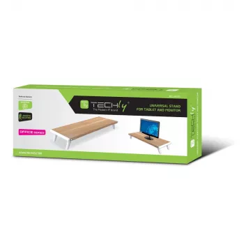 Techly ICA-MS 389 monitoriaus laikiklis / stovas Stalinis Baltos spalvos, Medžio
