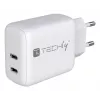 Techly IPW-USB-2C35W mobiliojo įrenginio įkroviklis Nešiojamasis kompiuteris, Išmanusis telefonas, Planšetinis kompiuteris Balta Kintamoji srovė Greitasis įkrovimas Vidinis