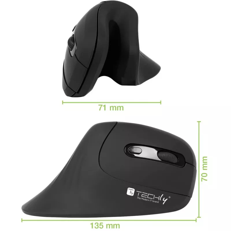 Techly IM 1100-VM-B pelė Medicininė Dešiniarankė RF belaidė Optinė 3200 DPI