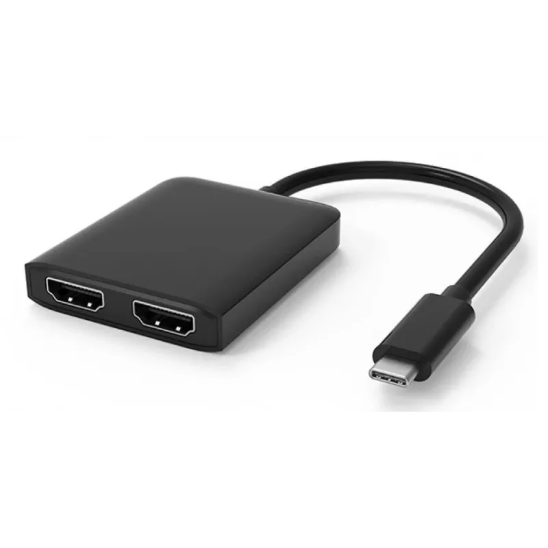 Techly IADAP USBC-HDMI2T4K vaizdo kabelio adapteris 0,15 m USB Type-C 2 x HDMI juodas