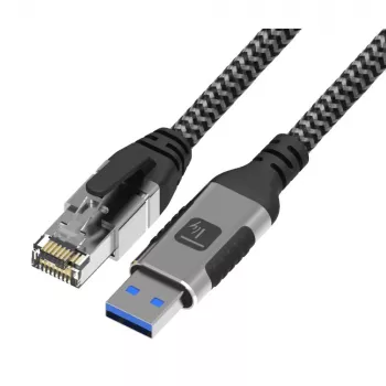 Techly ICOC U3A-RJ45-020 tinklo kabelis, sidabrinis, juodas 2 m Cat6 F/UTP (FTP)
