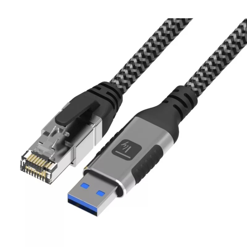 Techly ICOC U3A-RJ45-020 tinklo kabelis, sidabrinis, juodas 2 m Cat6 F/UTP (FTP)