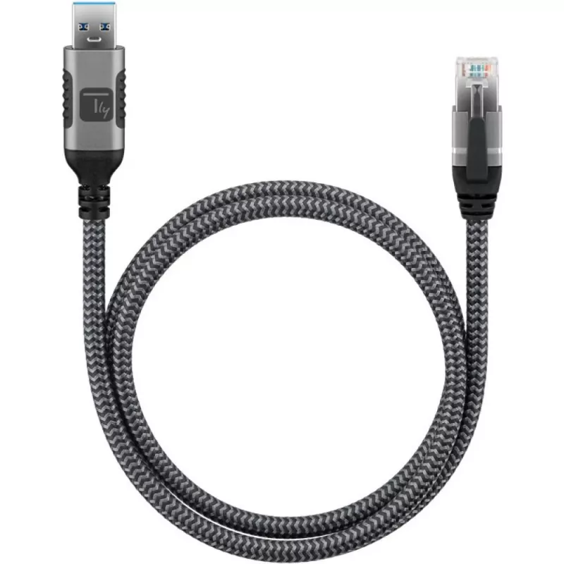 Techly ICOC U3A-RJ45-020 tinklo kabelis, sidabrinis, juodas 2 m Cat6 F/UTP (FTP)