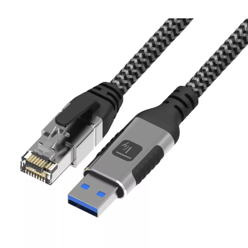 Techly ICOC U3A-RJ45-030 tinklo kabelis sidabrinis, juodas 3 m Cat6 F/UTP (FTP)
