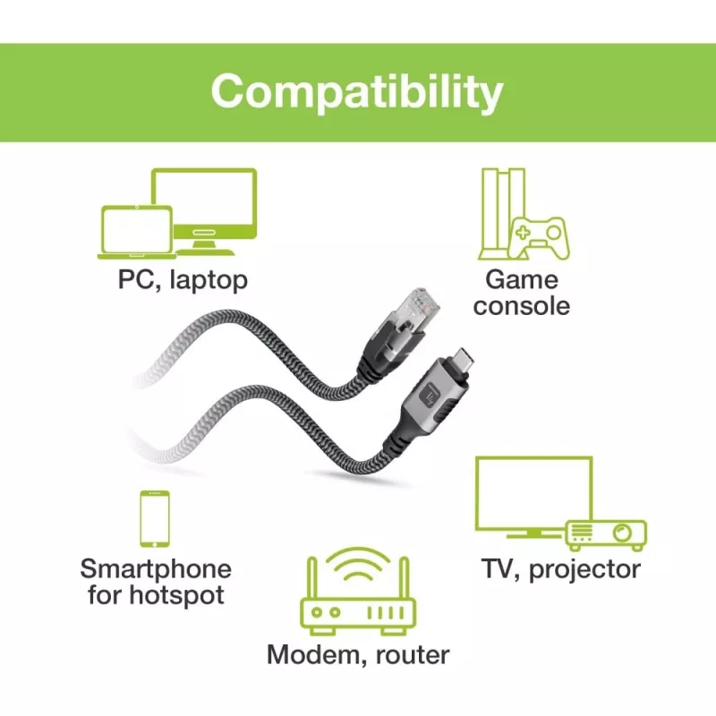 Techly ICOC U3C-RJ45-020 tinklo kabelis Sidabrinė, Juoda 2 m Cat6 F/UTP (FTP)