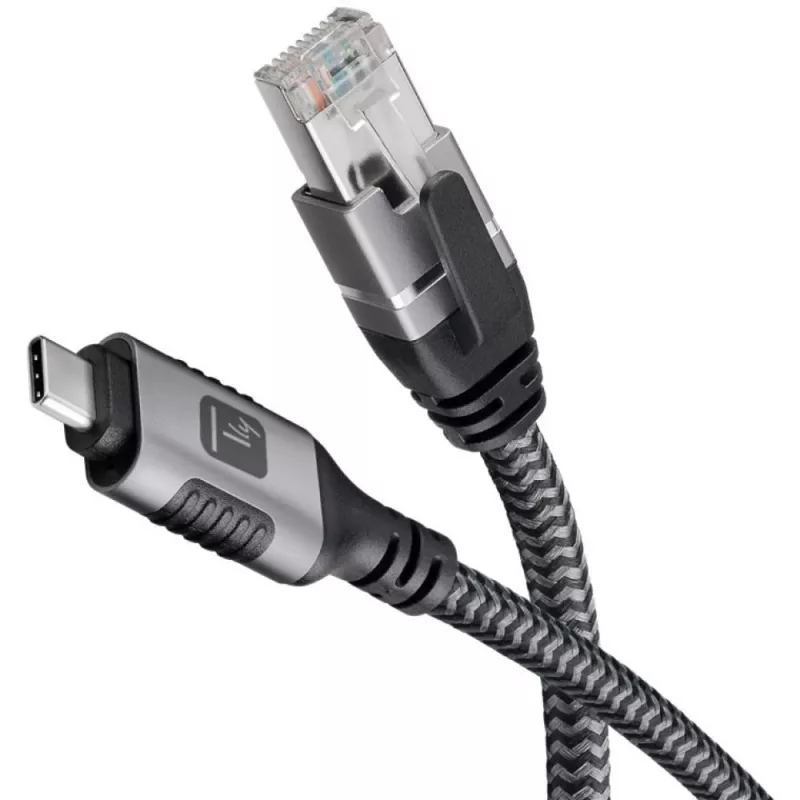 Techly ICOC U3C-RJ45-050 tinklo kabelis, sidabrinis, juodas 5 m Cat6 F/UTP (FTP)