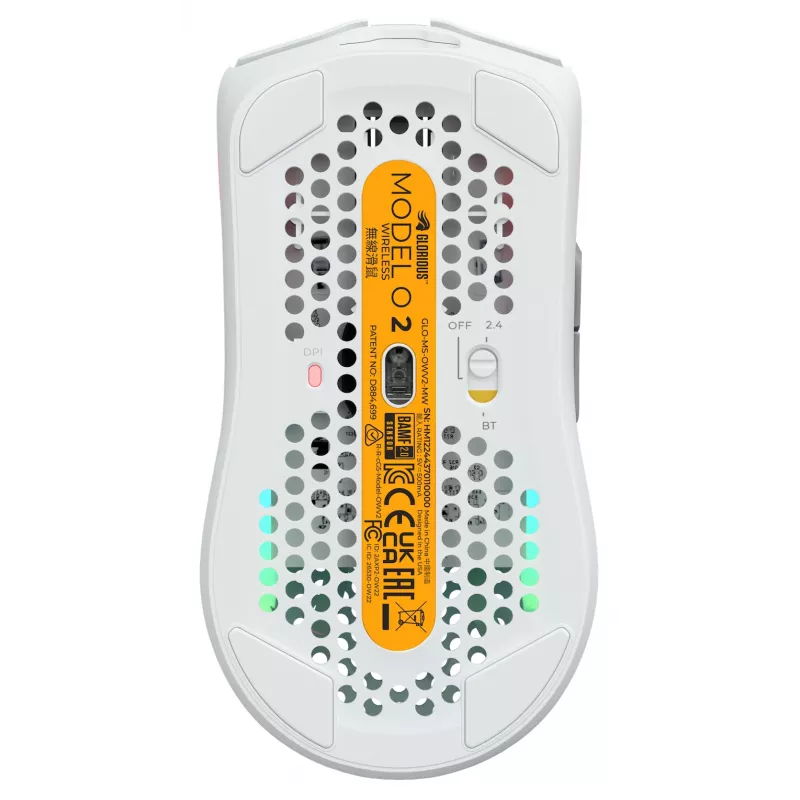 Glorious Gaming Glorious Model O Wireless 2 - matinė balta, dešiniarankė, lazerinė, RF belaidė + USB Type-C, 26000 DPI, 1 ms, balta