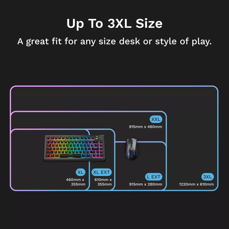 Glorious Gaming GLORIOUS pelė PAD 2 GLED - XXL- Juoda, Juoda