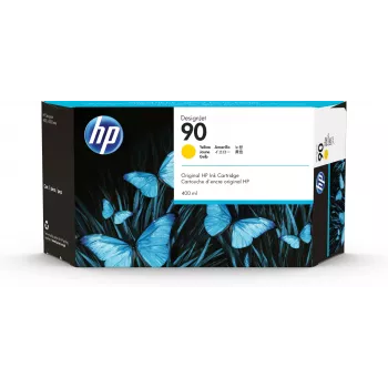 HP 90 400-ml geltona DesignJet rašalo kasetė, HP DesignJet 4000/4500 spausdintuvų serijai, terminis rašalinis spausdinimas, geltona, 203,2 mm, 63,5 mm, 120,7 mm