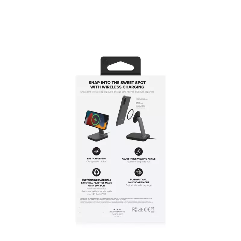 mophie UNV WRLS-snap+ stovas-juodas-ROC-EU, vidaus, kintamoji srovė, belaidis įkrovimas, juoda