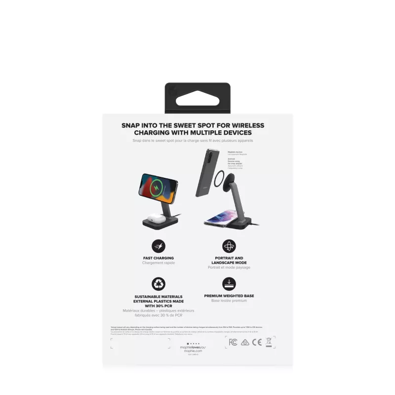 mophie UNV WRLS-snap+ stovas ir kilimėlis – juodi – ROC-EU, vidaus, kintamoji srovė, belaidis įkrovimas, juoda