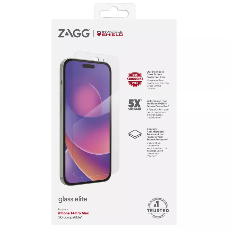 InvisibleShield Elite stiklo ekrano apsauga, skirta Apple iPhone 14 Pro Max, 6,69 colio dydžio, skaidri