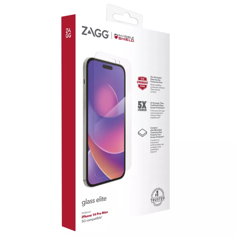InvisibleShield Elite stiklo ekrano apsauga, skirta Apple iPhone 14 Pro Max, 6,69 colio dydžio, skaidri