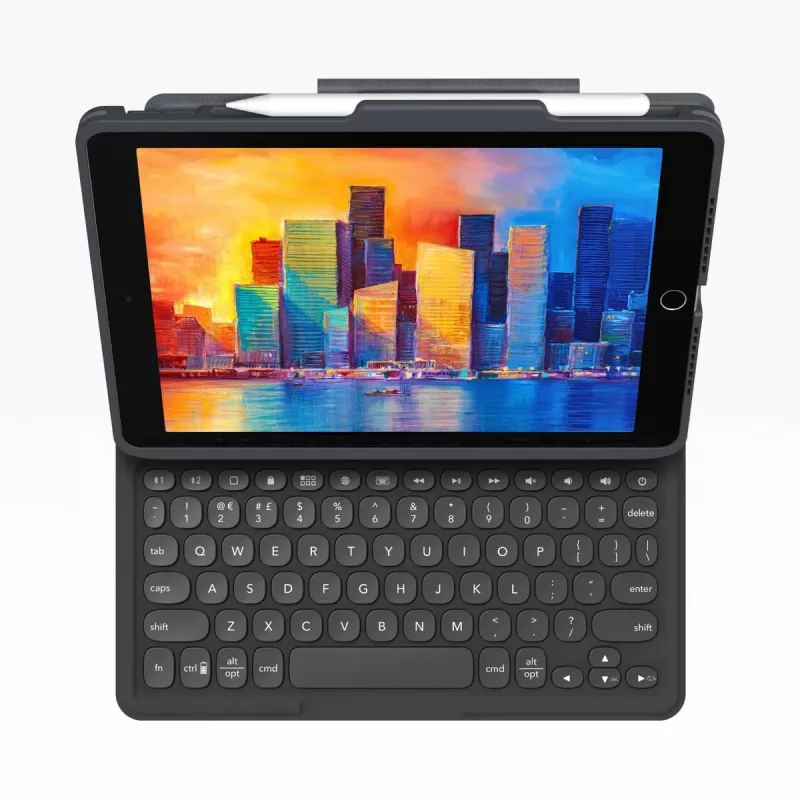 ZAGG Pro Keys iPad 10.9 col. (A16 ir 10-os kartos), vokiška, AZERTY, vokiečių k., Apple, iPad 10.9 inch (A16 ir 10-os kartos), juoda, polikarbonatas (PC), guma