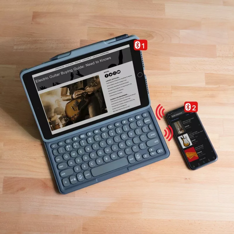 ZAGG Pro Keys iPad 10.9 col. (A16 ir 10-os kartos), vokiška, AZERTY, vokiečių k., Apple, iPad 10.9 inch (A16 ir 10-os kartos), juoda, polikarbonatas (PC), guma