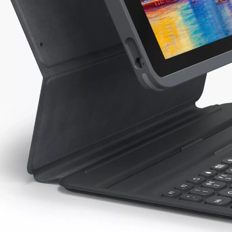 ZAGG Pro Keys iPad 10.9 col. (A16 ir 10-os kartos), vokiška, AZERTY, vokiečių k., Apple, iPad 10.9 inch (A16 ir 10-os kartos), juoda, polikarbonatas (PC), guma