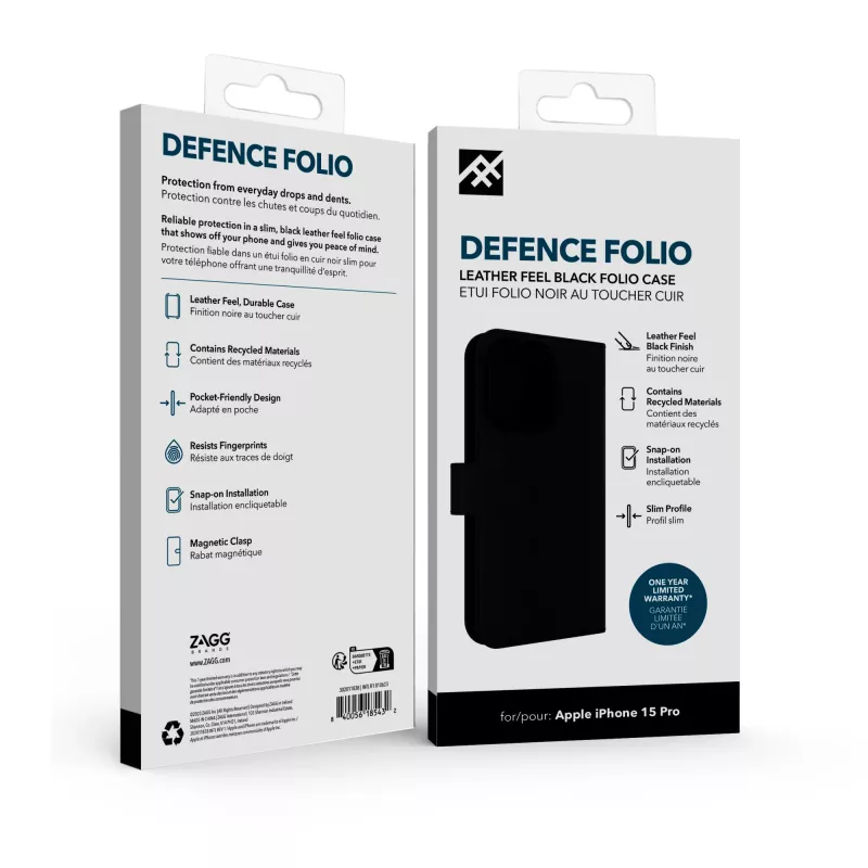 IFROGZ Defence Folio mobiliojo telefono dėklas 15,5 cm (6,1 col.) Juodas