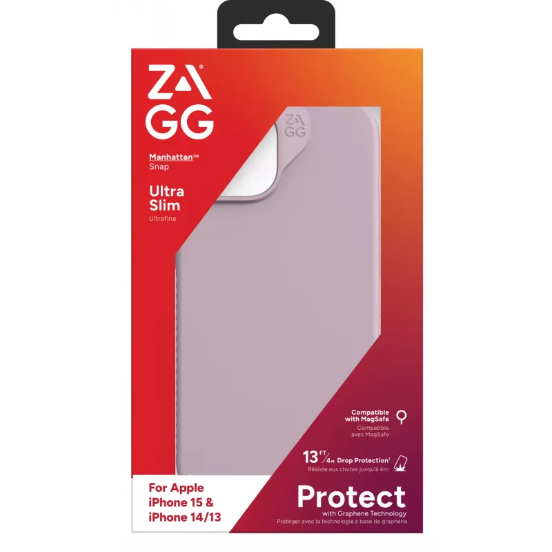 ZAGG Cases Manhattan Snap Apple iPhone 15/iPhone 14/13 Levandų spalvos EN/FR