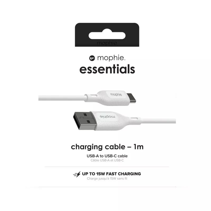 mophie essentials įkrovimo kabeliai | 1M USB kabelis USB 2.0 USB A USB C baltas