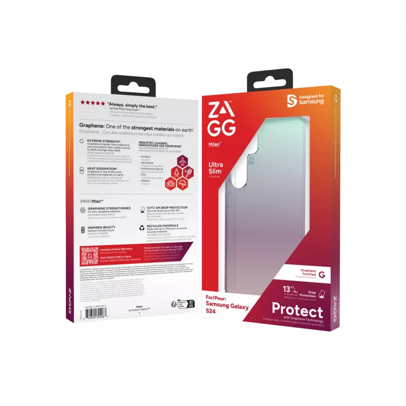ZAGG Milan Galaxy S24 Iridescent, Dėklas, Samsung, Galaxy S24, 15,8 cm (6,2 colių), Žalia, Rožinė