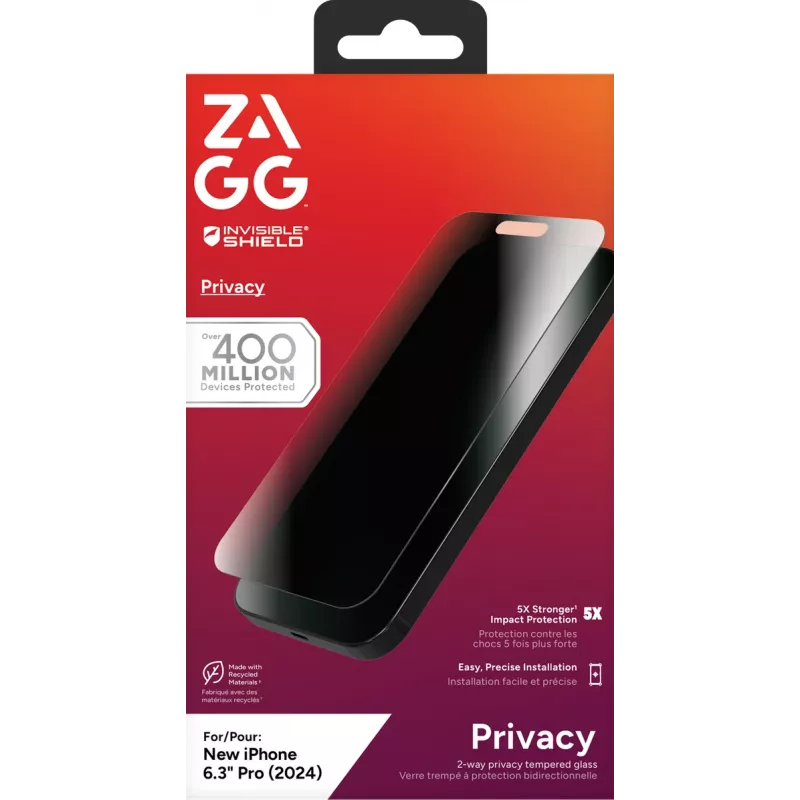 InvisibleShield Glass Elite Privacy Apple iPhone 16 Pro ekrano apsauga