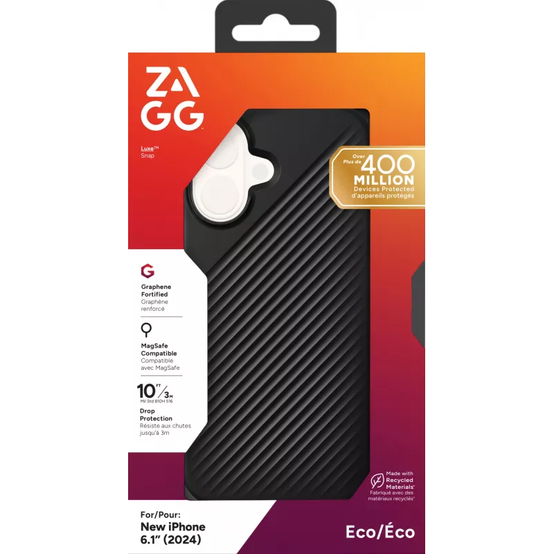ZAGG Cases Luxe Snap Apple iPhone 16 Juoda, Dėklas, Apple, iPhone 16, 15,5 cm (6,1 col.), Juoda