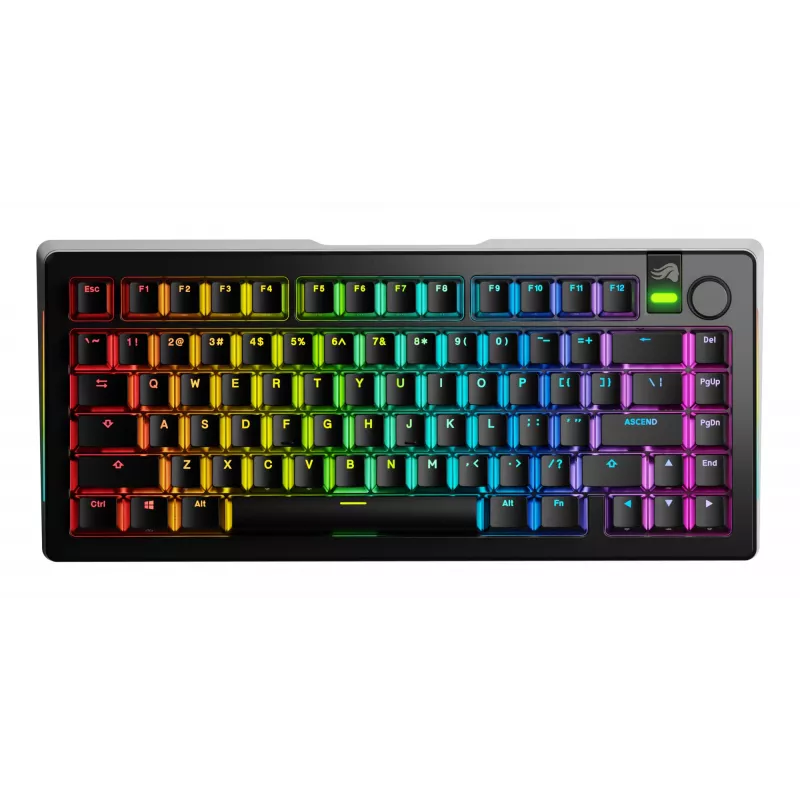 Glorious Gaming GMMK 3 PRO 75% Prebuilt Wireless Juoda - US, Laidinis ir belaidis, USB + RF belaidis + Bluetooth, Mechaninė, QWERTY, RGB LED, Juoda