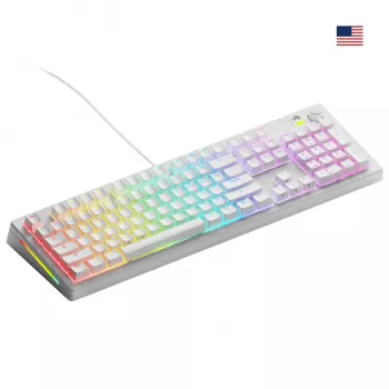 Glorious Gaming GMMK 3 100% Prebuilt Wired White - US, laidinis, USB, mechaninė, QWERTY, RGB LED, balta