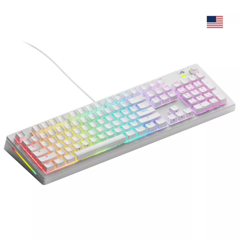 Glorious Gaming GMMK 3 100% Prebuilt Wired White - US, laidinis, USB, mechaninė, QWERTY, RGB LED, balta