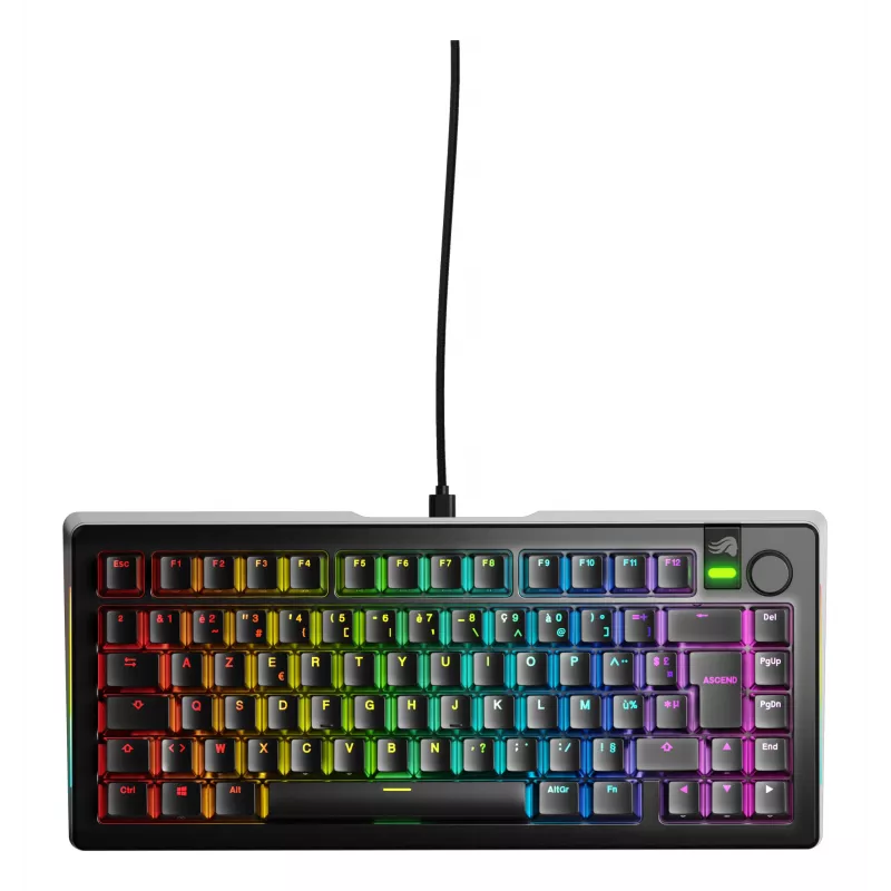 Glorious Gaming GMMK 3 PRO 75% iš anksto surinkta laidinė juoda - FR, laidinis, USB, mechaninė, AZERTY, RGB LED, juoda