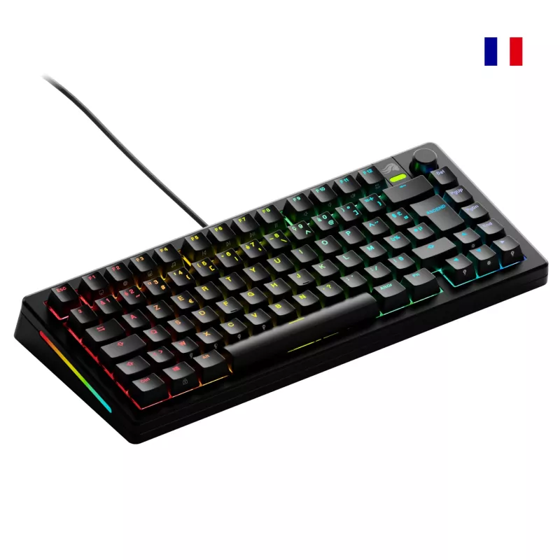Glorious Gaming GMMK 3 75% surenkama laidinė juoda - FR, Laidinė, USB, Mechaninė, AZERTY, RGB LED, Juoda