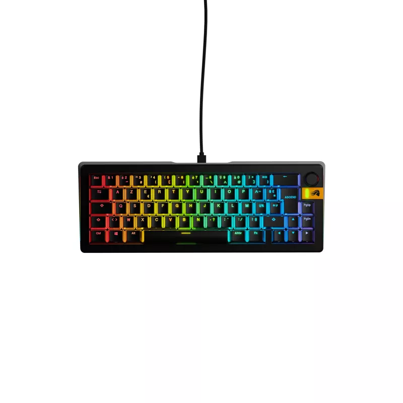 Glorious Gaming GMMK 3 HE 65% Iš anksto surinkta laidinė juoda – FR, laidinė, USB, mechaninė, AZERTY, RGB LED, juoda