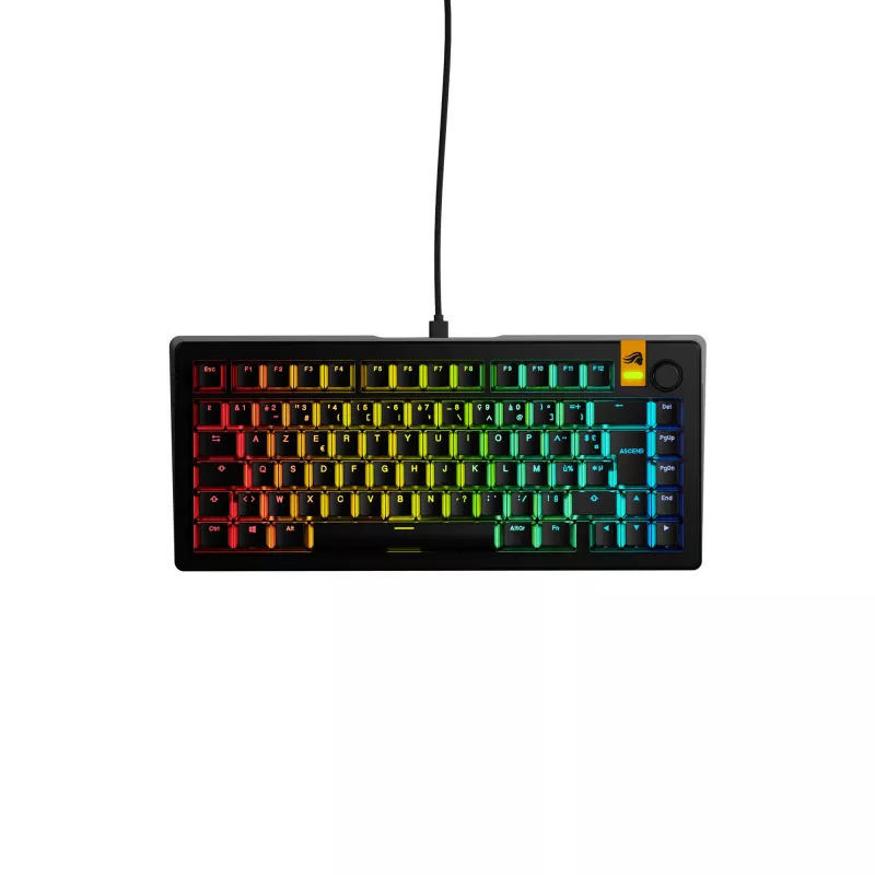 Glorious Gaming GMMK 3 HE 75% iš anksto surinkta, laidinė, juoda – FR, laidinė, USB, mechaninė, AZERTY, RGB LED, juoda