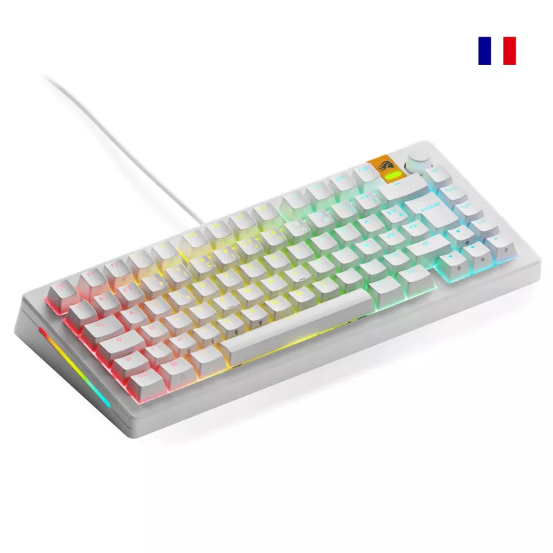 Glorious Gaming GMMK 3 HE 75% Prebuilt Wired White - FR, Laidinis, USB, Mechaninė, AZERTY, RGB LED, Balta