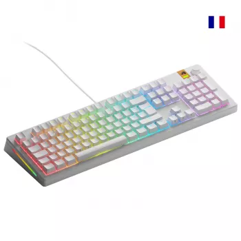 Glorious Gaming GMMK 3 HE 100% Prebuilt Wired White - FR, laidinis, USB, mechaninė, AZERTY, RGB LED, balta