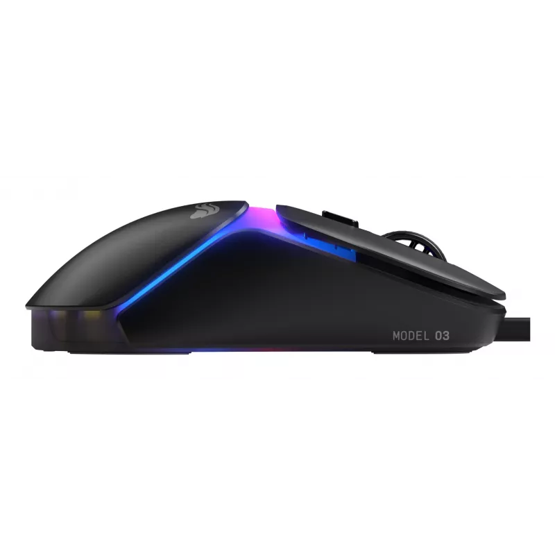 Glorious Gaming Model O3 laidinis žaidimų pelė - itin lengvas 54 g svoris, 130 mln. paspaudimų optiniai jungikliai, 30K DPI BAMF 3.0 jutiklis, 750 IPS sekimas, 50G pagreitis, palaiko visų tipų suėmimą - juoda