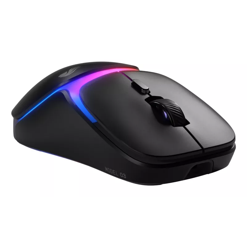 Glorious Gaming Model O3 belaidis žaidimų pelė - InfinitePlay keičiamų baterijų sistema, 8k apklausa, 130 mln. paspaudimų optiniai jungikliai, itin lengva 66g, 30K DPI optinis jutiklis, RGB - juoda