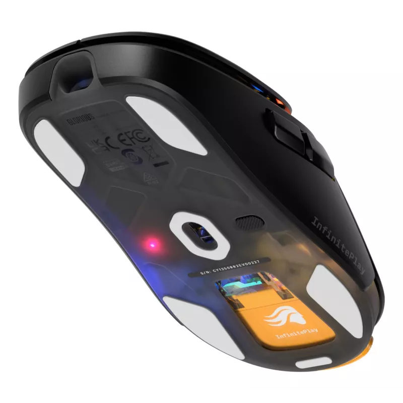 Glorious Gaming Model O3 belaidis žaidimų pelė - InfinitePlay keičiamų baterijų sistema, 8k apklausa, 130 mln. paspaudimų optiniai jungikliai, itin lengva 66g, 30K DPI optinis jutiklis, RGB - juoda