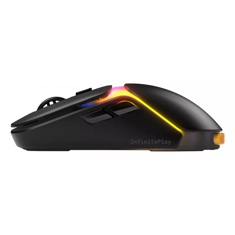 Glorious Gaming Model O3 belaidis žaidimų pelė - InfinitePlay keičiamų baterijų sistema, 8k apklausa, 130 mln. paspaudimų optiniai jungikliai, itin lengva 66g, 30K DPI optinis jutiklis, RGB - juoda