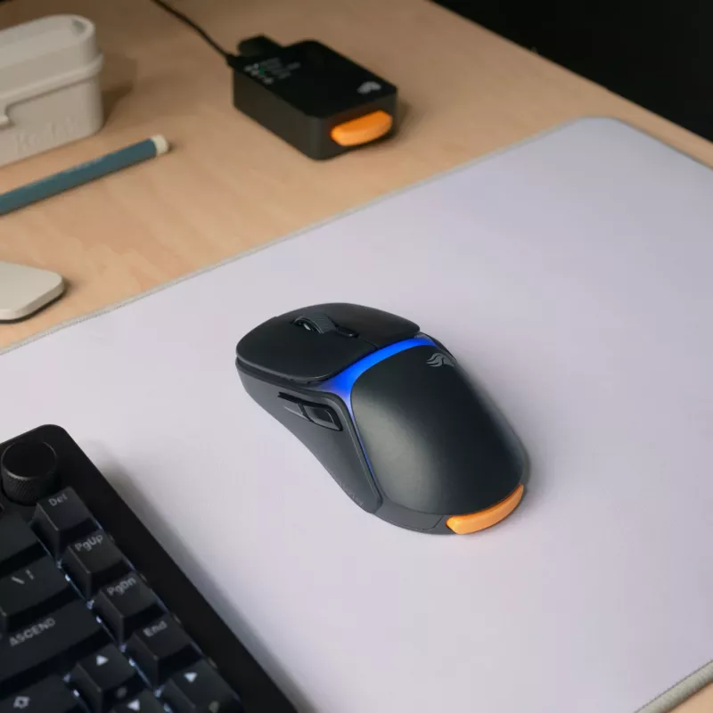 Glorious Gaming Model O3 belaidis žaidimų pelė - InfinitePlay keičiamų baterijų sistema, 8k apklausa, 130 mln. paspaudimų optiniai jungikliai, itin lengva 66g, 30K DPI optinis jutiklis, RGB - juoda