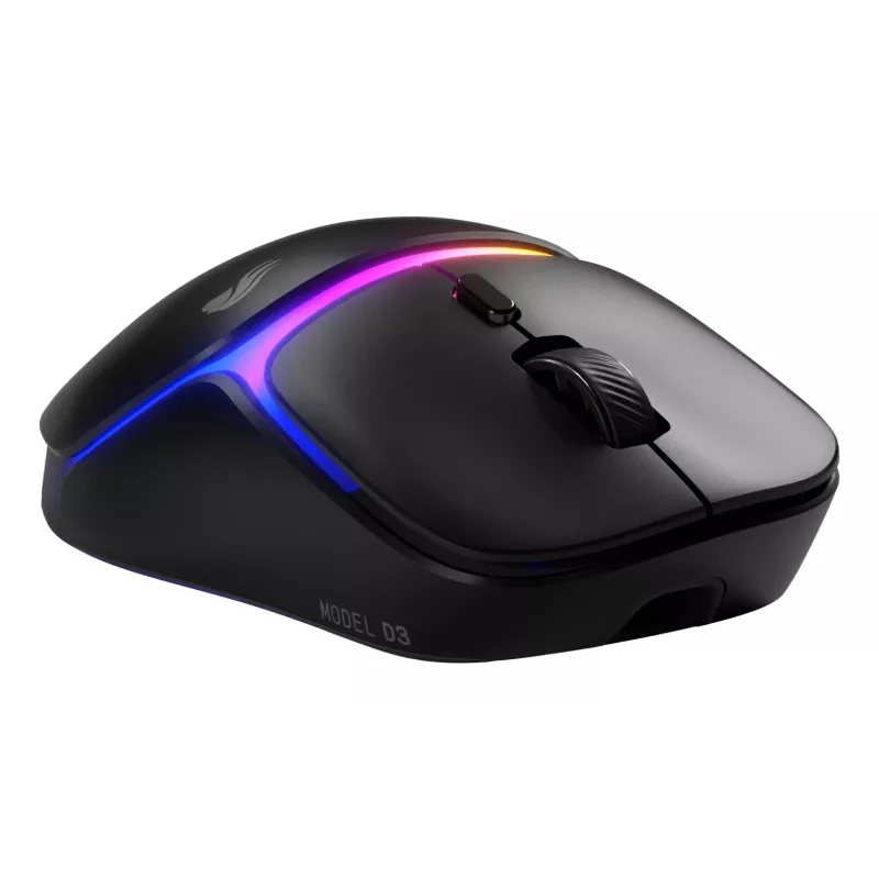 Glorious Gaming Model D3 Wireless pelė, skirta žaidimams – InfinitePlay keičiamų baterijų sistema, 8k apklausa, 130M paspaudimų optiniai jungikliai, itin lengva 69 g, 30K DPI optinis jutiklis, RGB – juoda