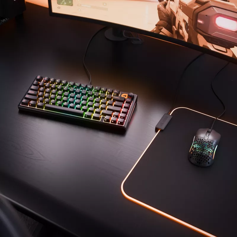 Glorious Gaming GMBK 75% klaviatūra USB AZERTY prancūziška Juoda