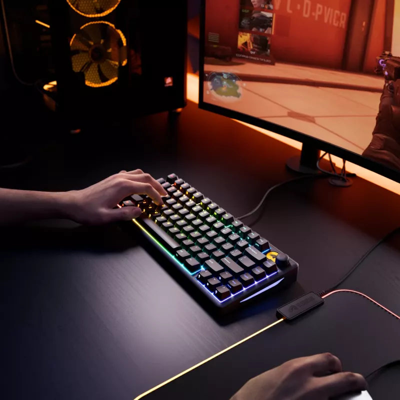 Glorious Gaming GMBK 75% klaviatūra USB AZERTY prancūziška Juoda