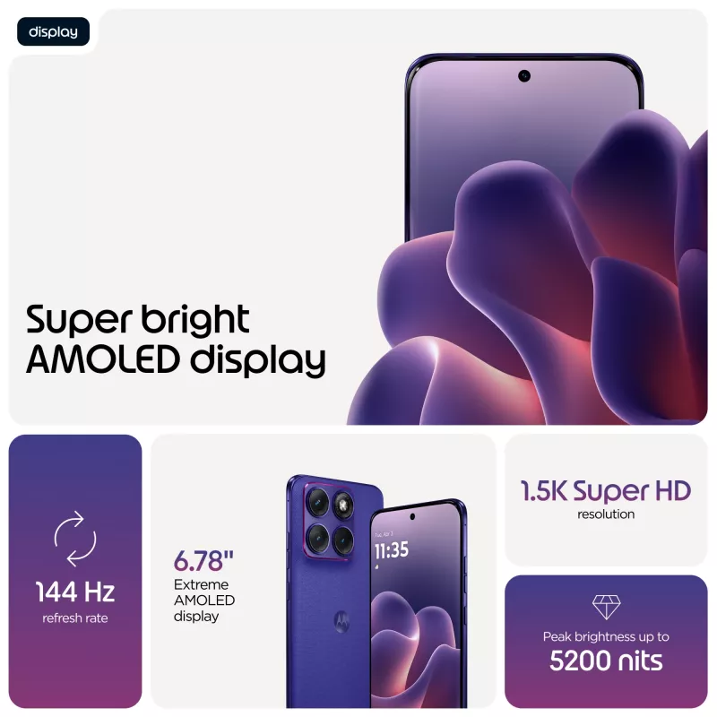 Motorola edge 70 fusion 17,2 cm (6,78 col.) „Dual SIM“ „Android 16.0“ 5G USB-C 12 GB 256 GB 7000 mAh Violetinė