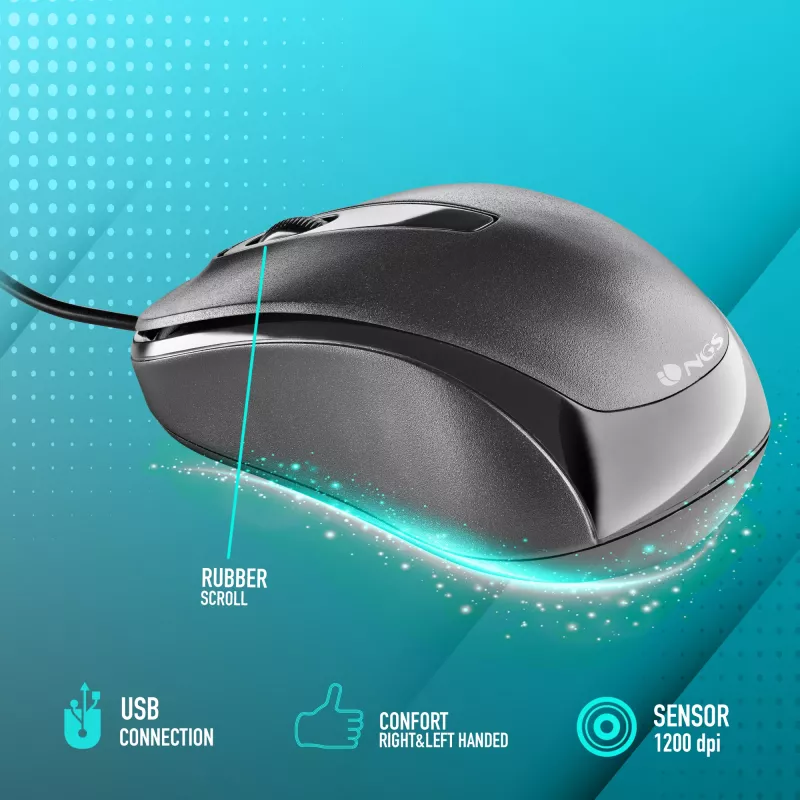 NGS EASY DELTA pelė Biuro Abiem rankoms tinkama USB Type-A Optinė 1200 DPI