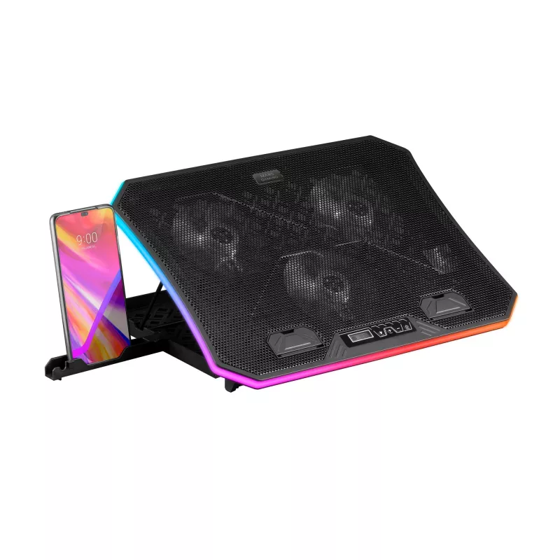 Mars Gaming MNBC6, Aušinimo bazė + stovas XL 19'' ARGB, 3 ventiliatoriai, Mobilus stovas