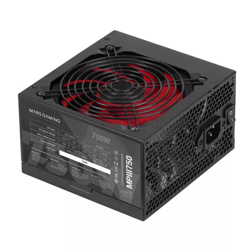 Mars Gaming MPIII750 PC maitinimo blokas 750W ATX 85% efektyvumas 5 metų garantija