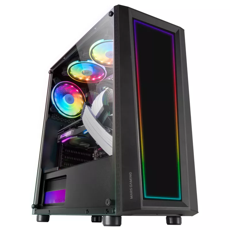 Mars Gaming MC-ART Juoda ATX Gaming PC Case Double Drawable Tempered Glass ARGB 12 Modes 12cm Fan