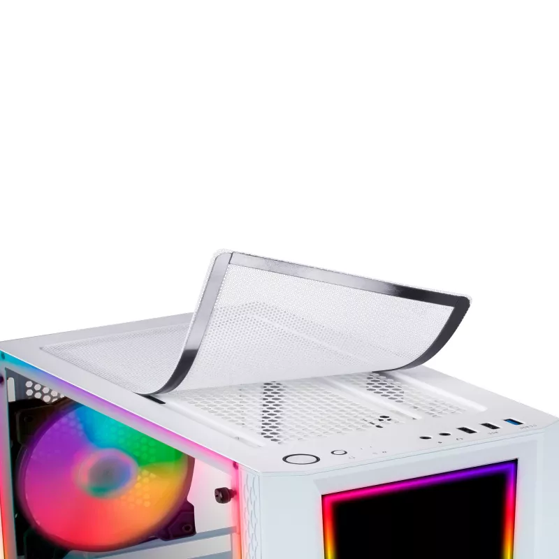 Mars Gaming MC-ART White ATX Gaming PC Case Double Drawable Tempered Glass ARGB 12 Modes 12cm Fan