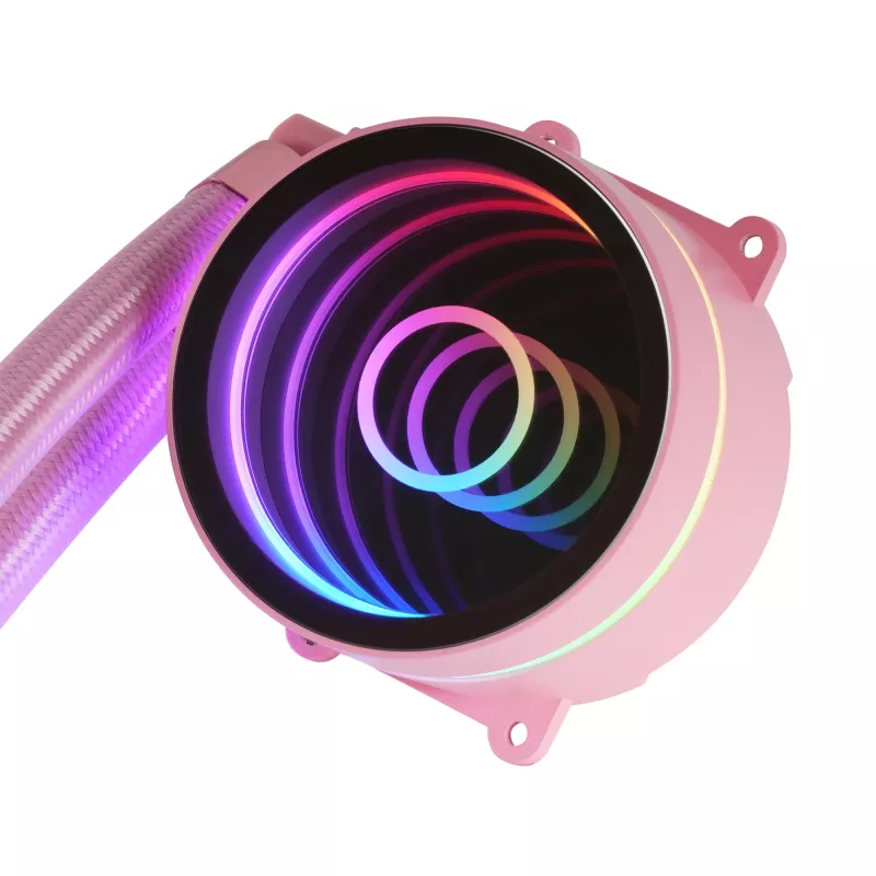 Mars Gaming ML-ONE120 Pink skysčio aušintuvas procesoriui TDP 200W Infinity Mirror FRGB tylus ventiliatorius universalus daugializdis